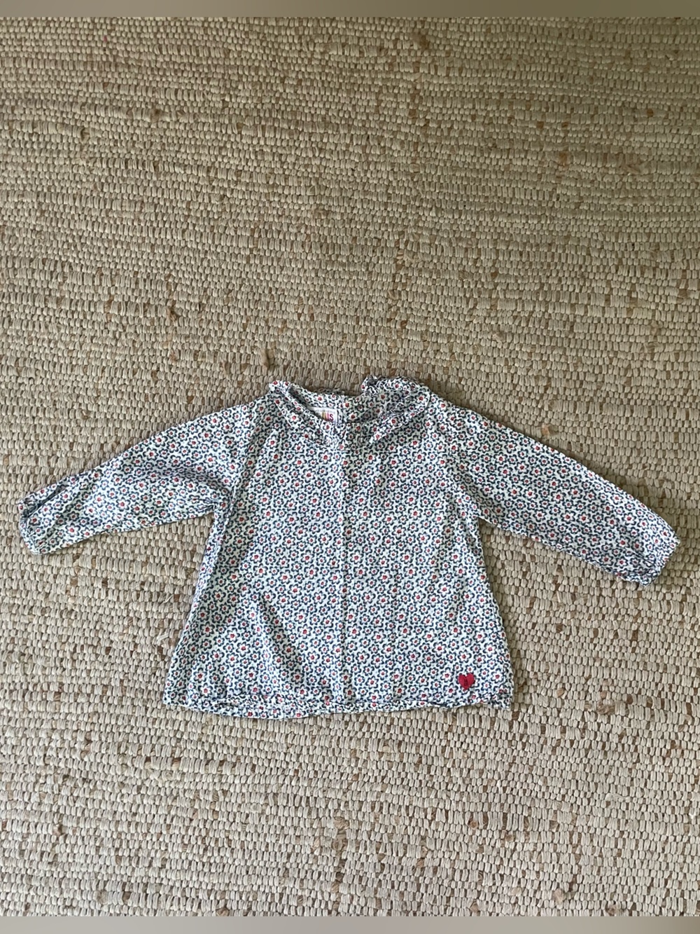 Girls' Long-Sleeve Floral Hoodie Top - White with Multicolor Print